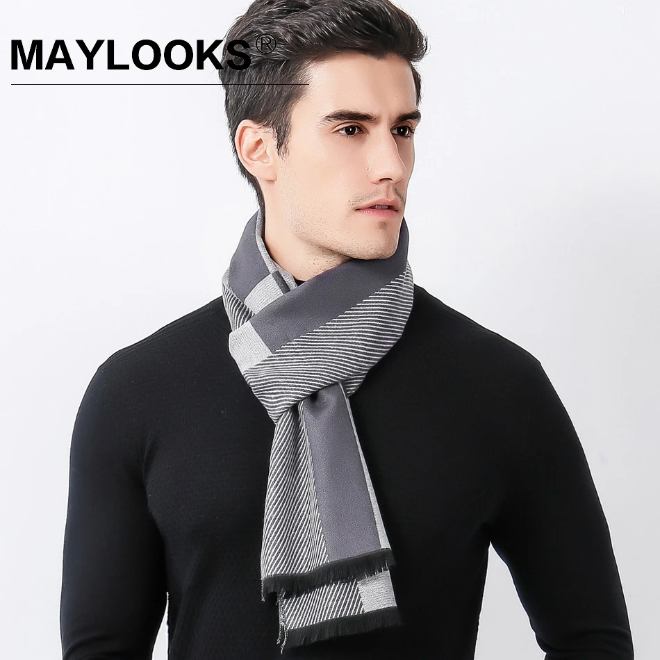 Maylooks Роскошные зимние теплые шерстяные кашемировые шарфы толстый Лабиринт