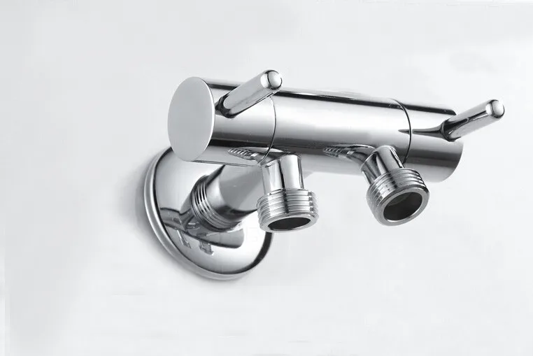 Free shipping Solid Brass Chrome 1 inlet 2 outlet dual three way bidet