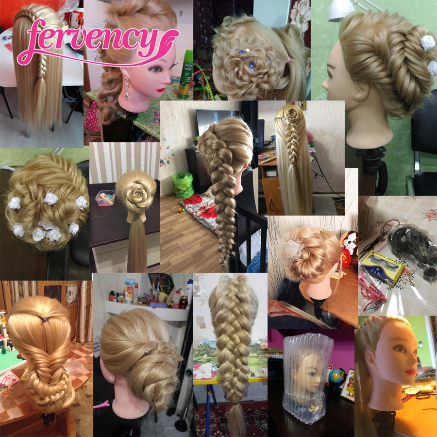 Head Dolls for Hairdressers 80 cm hair Synthetic Mannequin Head Hairstyles Female Hairdressing Styling Training Head blonde Head Dolls for Hairdressers 80 cm hair Synthetic Mannequin Head Hairstyles Female Hairdressing Styling Training Head blonde