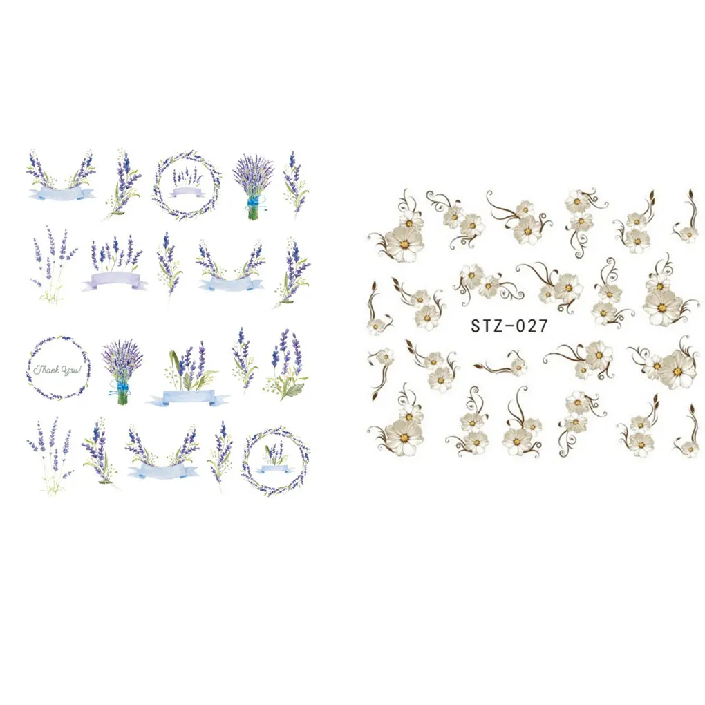 

New Fashion Women Girls Purple Lavender Water Sticker Nail Art Manicure Flower Pattern Nail Wraps Decals