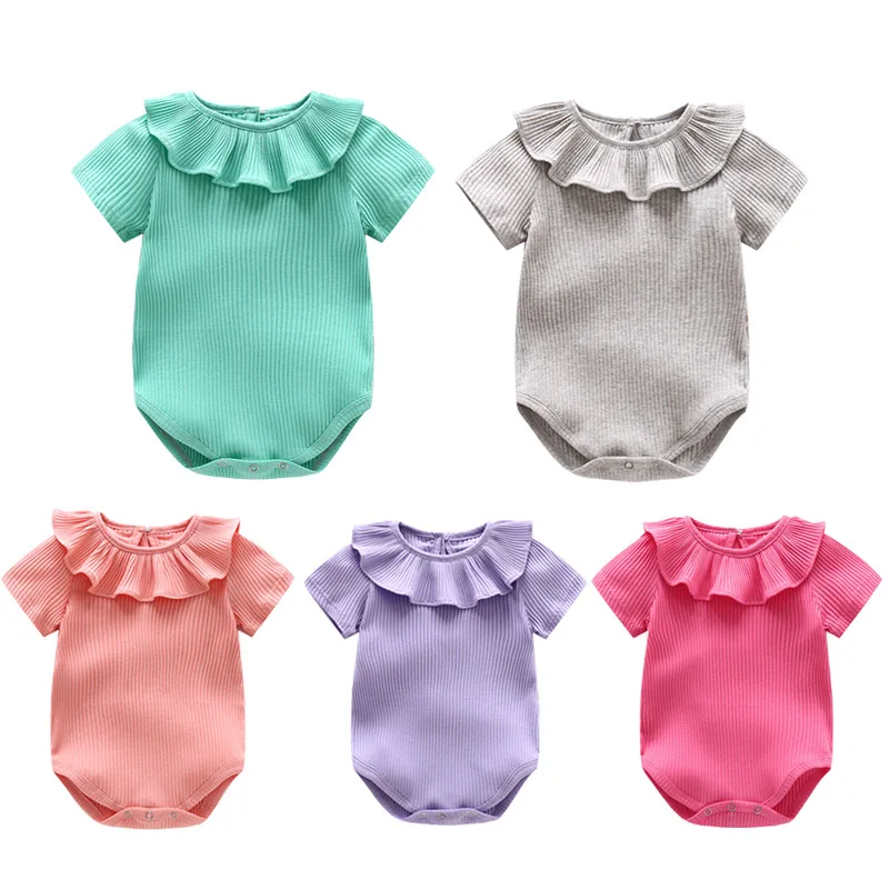 Toddler Infant Baby Girl Clothing Tops Kid Solid Color Cotton Jumpsuit