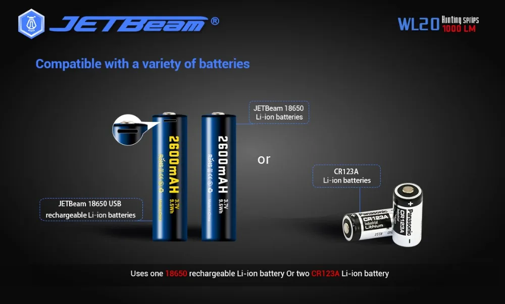 USB 18650 2600 mah bateria recarregável triplo luz verde vermelho branco