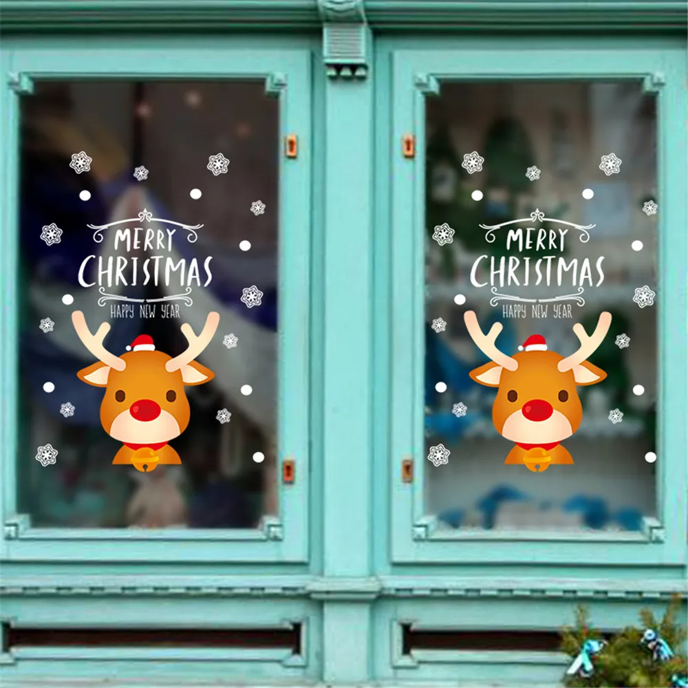 

2019 cute elk Christmas Wall Stickers Window Glass Festival Decals Santa Murals New Year Christmas Decorations for Home new c11