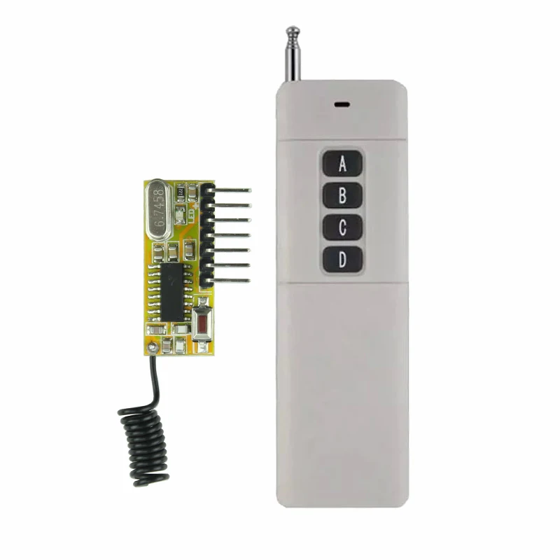 

DC5V 4CH ASK Super-heterodyne RF Transmitter and Receiver Module 315mhz/433.92mhz Smartphone Android Receiver Board 200-3000M