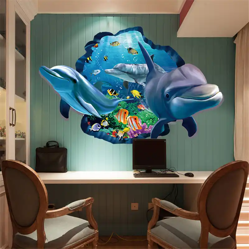 room sticker art Dolphin Wall vinyl DECAL- fish ocean sea Animal interior design home and business decor