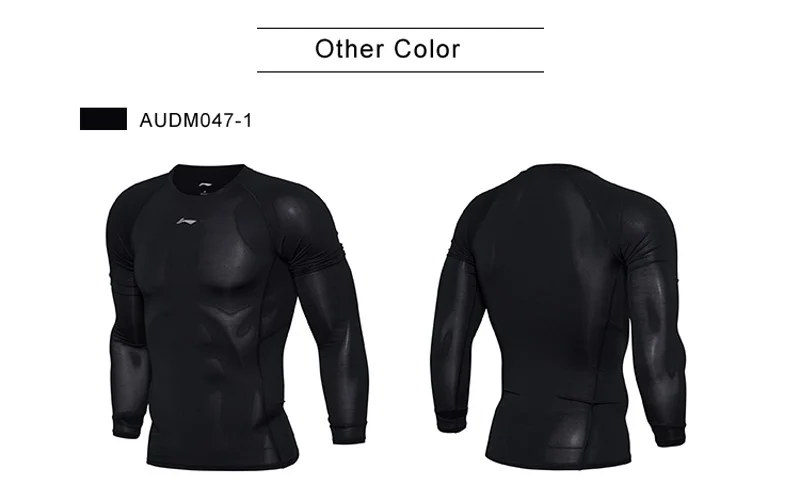 Клиренс) Li-Ning мужские беговые Футболки с длинным рукавом дышащие облегающие спортивные футболки AUDM047 MTL953