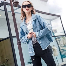 Женское базовое пальто, джинсовая куртка с необычной вышивкой, зимнее пальто для женщин, джинсовая куртка с принтом, пальто свободного кроя, повседневный стиль