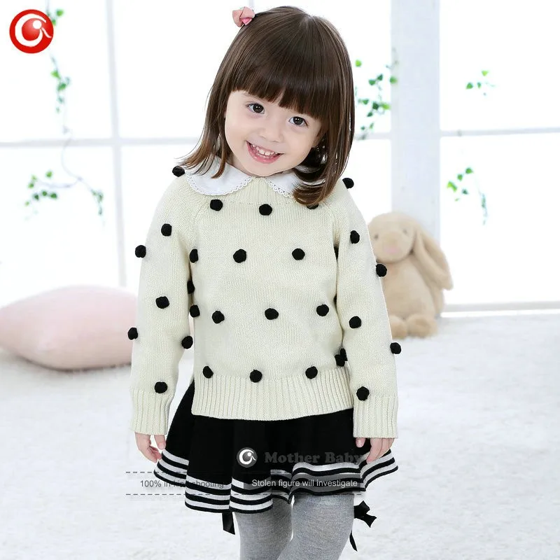 Kids Tinny Cotton Boys Sweater Children Pullover Cardigan Coat For Girls Baby Long Sleeve Knitwear Christmas Clothes With Balls (27)