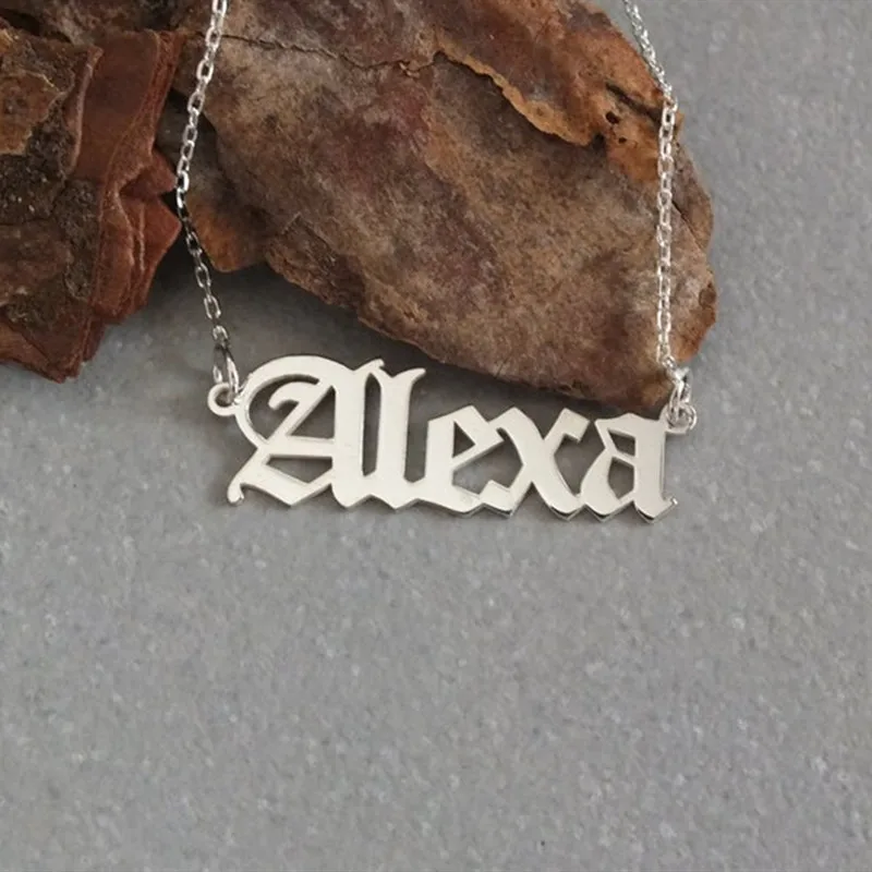

Personalized Customized Old English Font Name Necklaces & Pendant Gold Chain For Women Bijoux Femme Best Friend Custom Jewelry