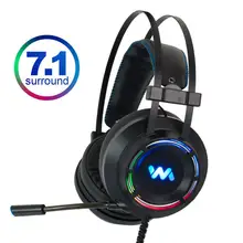 7.1 jogos fones de ouvido com microfone para computador pc para xbox um profissional gamer surround som rgb luz(China)