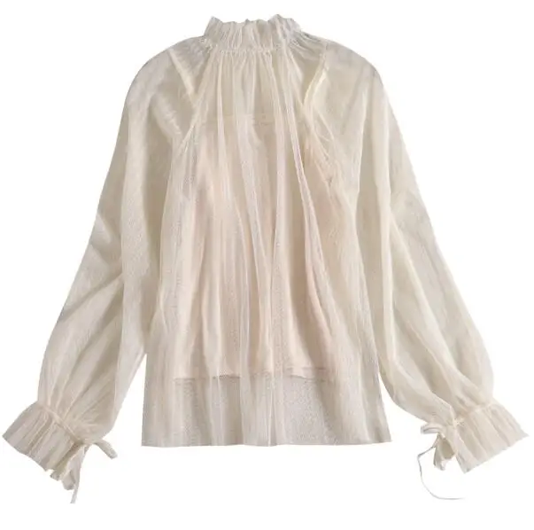

Women's spring Summer sexy perspective lace mesh shirt female lace basic tops Tees mesh blouse TB693