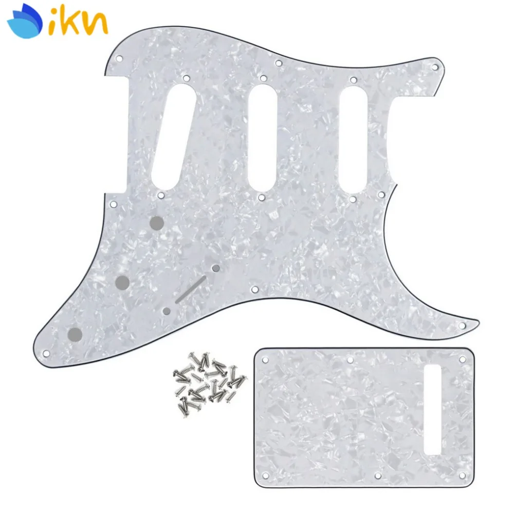 

NEW White Pearl 4Ply 8 Hole Guitar Pickguard SSS & Back Plate Tremolo Cover & Screws for USA Vintage Strat Electric Guitar Parts