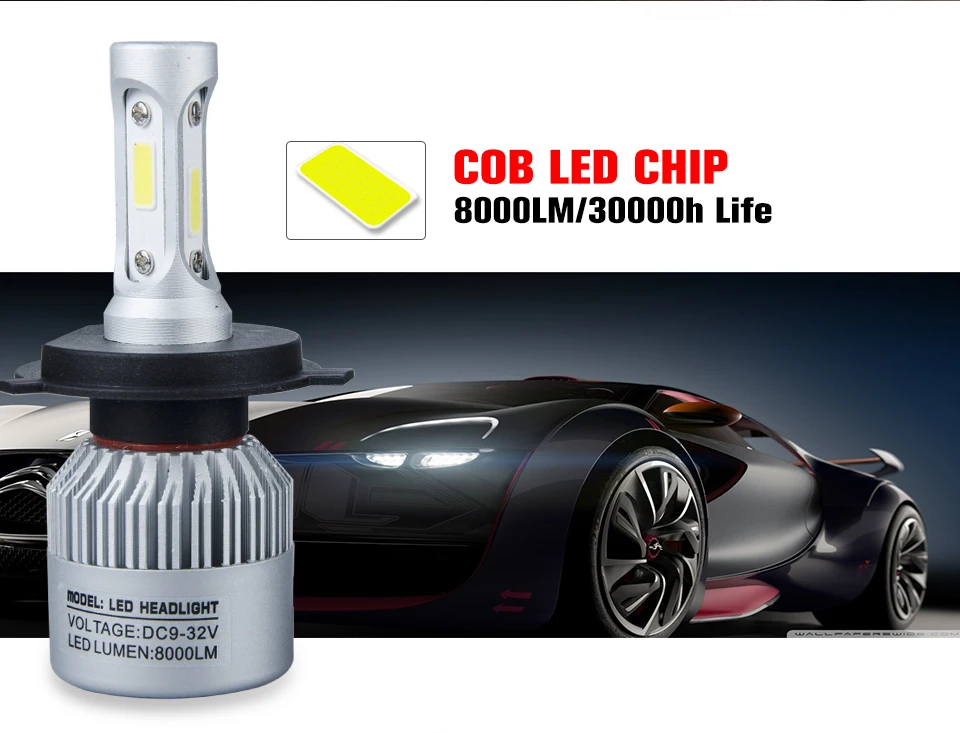 VooVoo H4 LED Motorcycle Headlight Bulb 4000LM 36W HiLo Conversion Kit 6500K Motor Bike Headlamp 1Pcs (2)