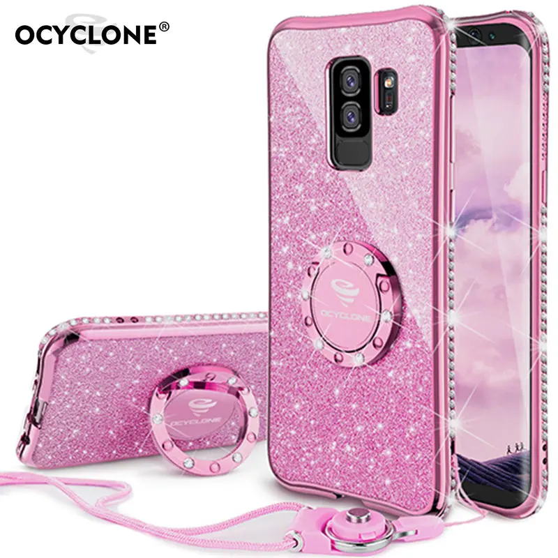 Чехол для Samsung Galaxy S9 Plus Силиконовый противоударный чехол с бриллиантовым кольцом