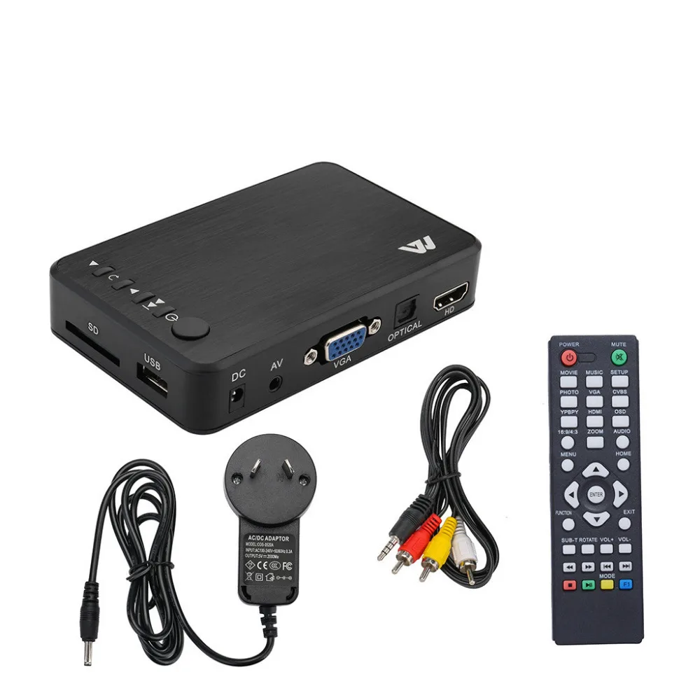 

Mini Full 1080P HD Multi Media Player TV BOX 3 Outputs HDMI/VGA/AV USB & SD Card Mini Full 1080P HD Multi Media Player TV 1.30