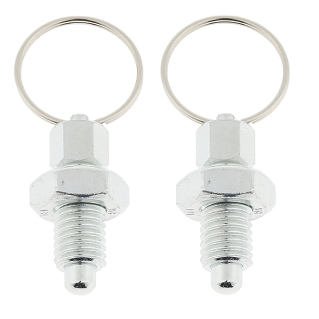 2Pcs Stainless Steel Non Lock-Out Indexing Plunger With Pull Ring M12