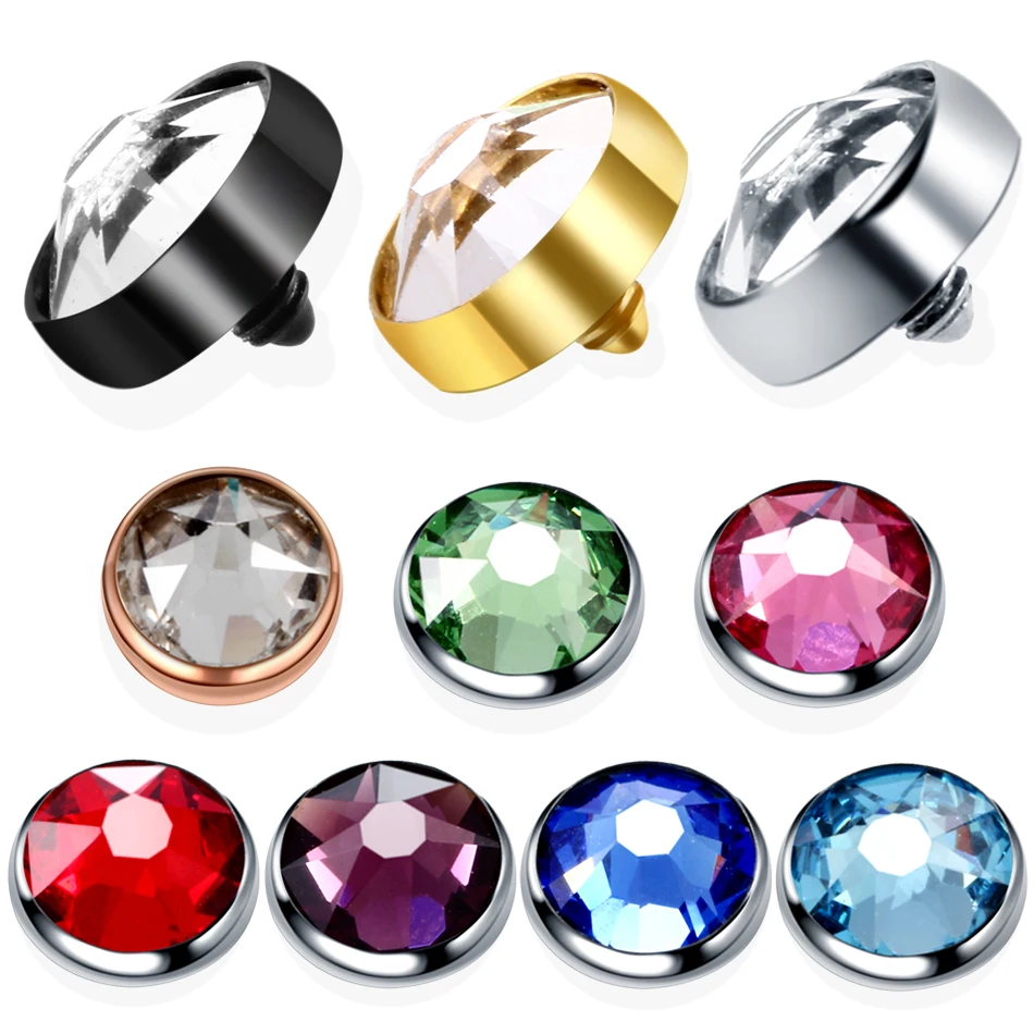 7 Pietre CZ Fiore Micro Dermal In Titanio - Gioielli Per Piercing Cutaneo, Colore Rosa