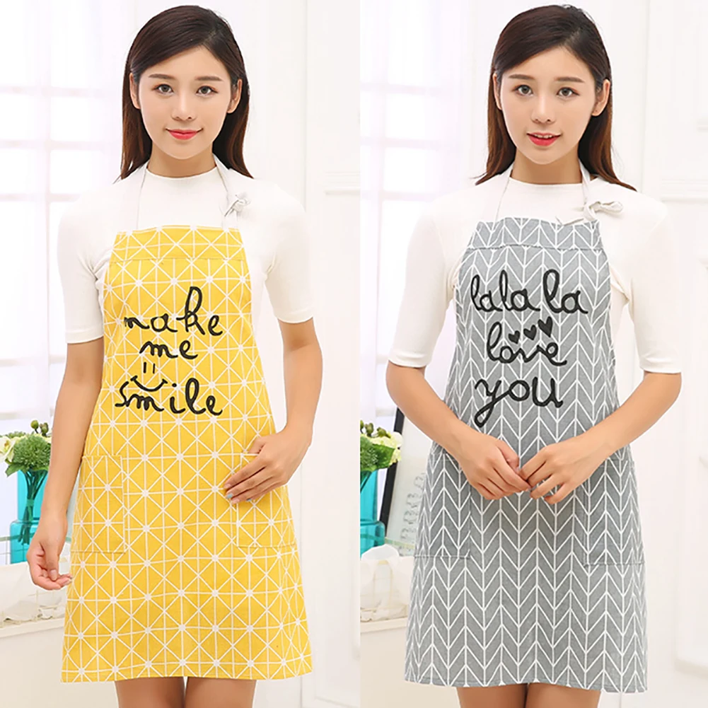 

Geometric Pattern Letter Print Unisex Cotton Linen Aprons for Kitchen Cooking