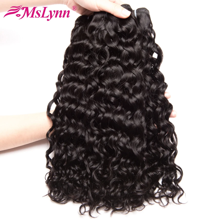 altHuman Hair Bundles With Closure Malaysian Water Wave 3 Bundles Deal With Frontal Closure 13x4 Non Remy Mslynn Hair Extension