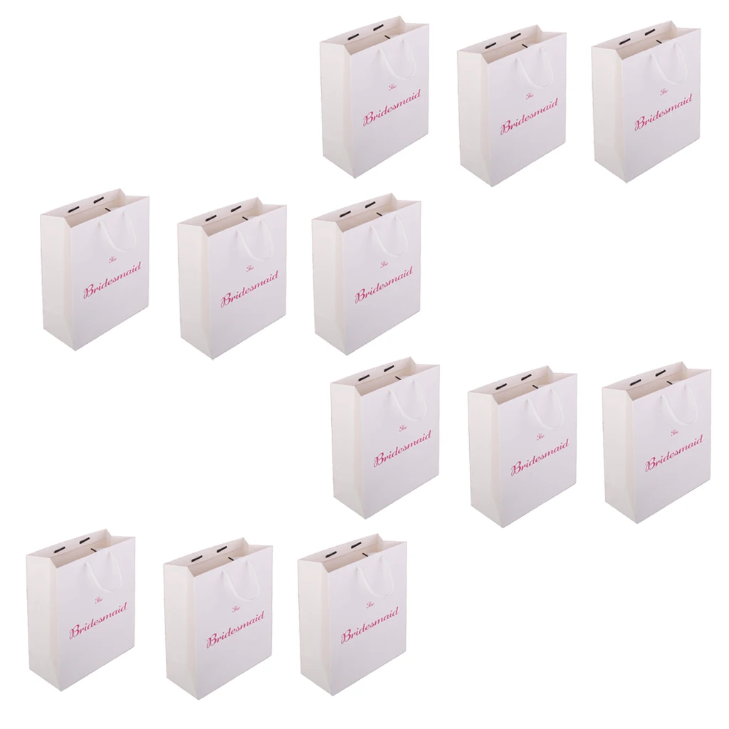 

12 Pieces The Bridesmaid Printed Paper Bag Gift Favour Bag with Handle for Wedding, Bridal Shower, Hen Night Party