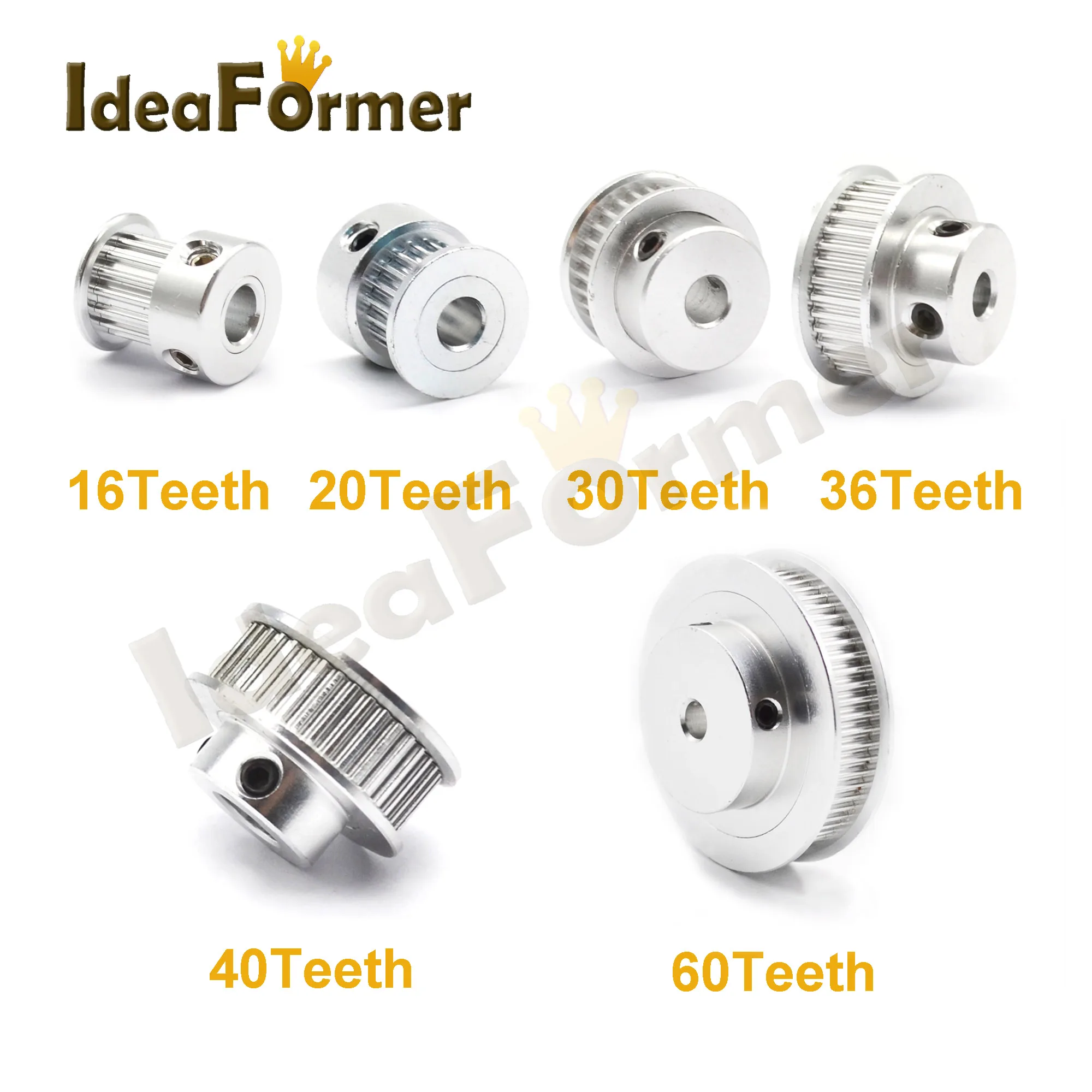 fennirace 50pcs GT2 Idler Timing Pulley 16/20 Tooth Wheel Bore 3/5mm Aluminium Gear Teeth Width 6/10mm 3D Printers Parts for Reprap Part Size : 20T W6 B5 with T