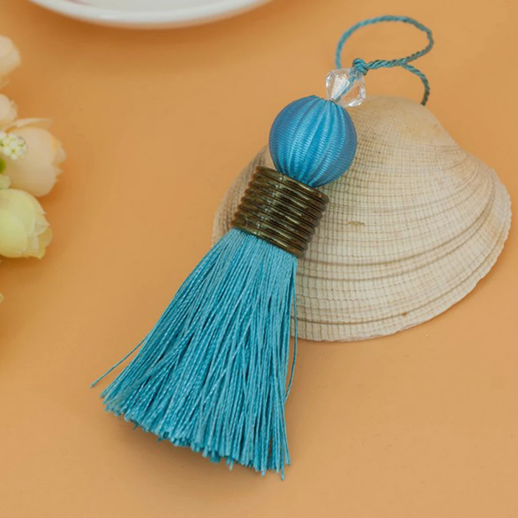 2Pcs Variety Colors Polyester Thread Tassel Charm Pendant Bag Chain Key Decoration Curtain Drapery Tassels Decor