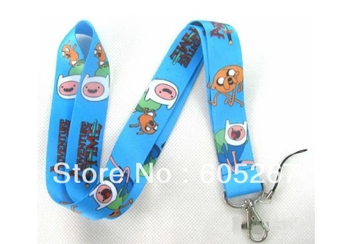 Blue New 50 pcs Adventure Time neck Lanyard Cell Phone PDA Key ID long strap Free shipping |