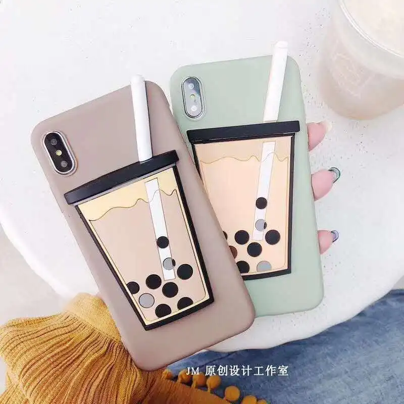 

Funny milk tea WangZai coke pattern phone case for iphone XS Max XR X case for iphone 6 6s 7 8 plus case fashion 3D soft case
