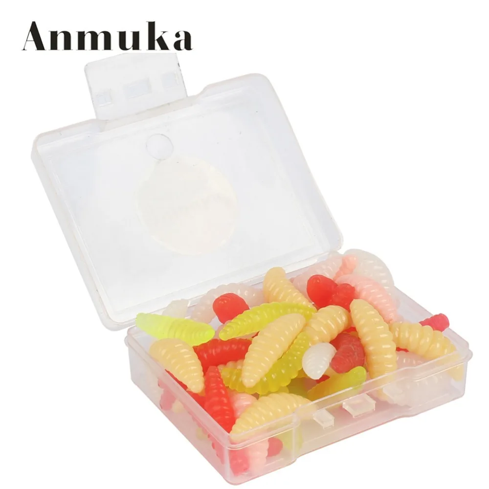 Anmuka 50pcs/box 2cm Pole Bait Fishing Lure Soft Bread Bug Bionic Grubs Trout Tackle | Спорт и развлечения