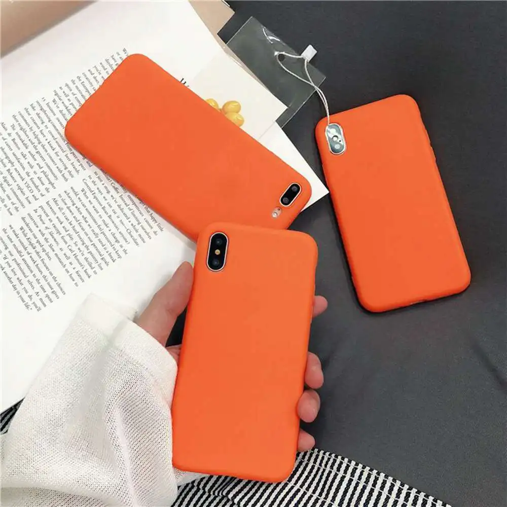 Silm Thin Matte Cover for iphone x xs max xr case Silicon Soft TPU 6 6s plus 7 8 cases Orange Coque phone Shell |
