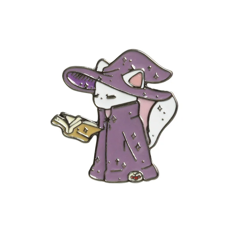 

Cartoon Badges Cute Sorcerer Cat Brooches for Women Wizard Kitty Reading Magic Book Lapel Pin Enamel Pins Backpack Accessories