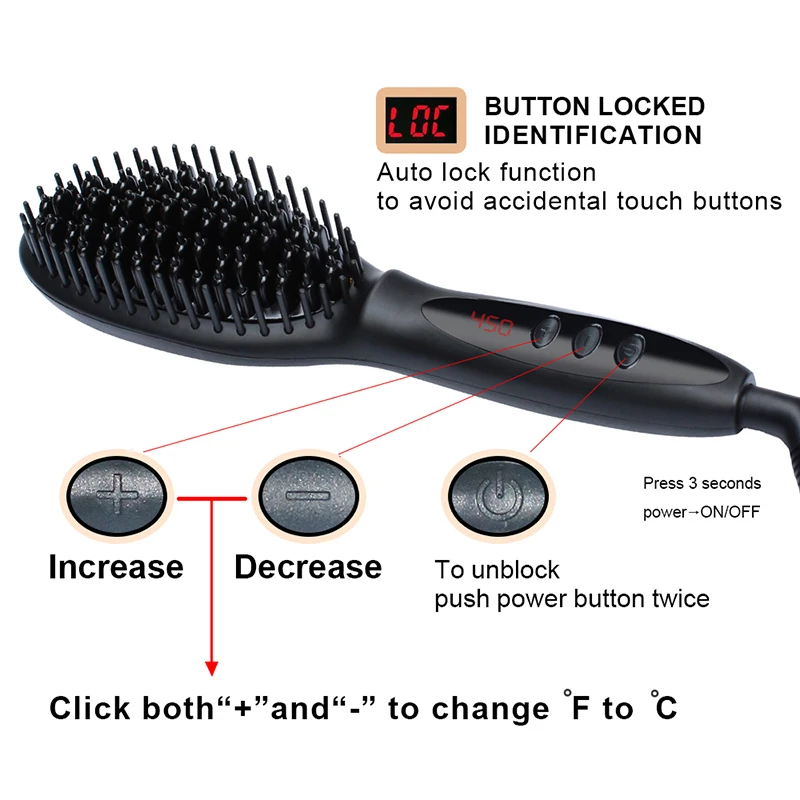 Быстрый выпрямитель для волос, расческа для волос, ЖК-щетка для волос, электрическая щетка, расческа, Утюги, авто прямые волосы, расческа, щетка