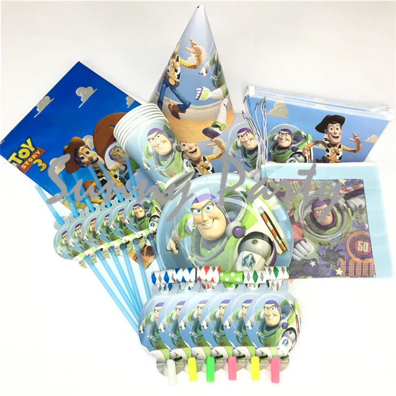 

53pcs/lot Toy Story Disposable Plastic Spoon Toy Story Disposable Set Cup Plates Set Baby Shower Spoon Party Decoration Supplies