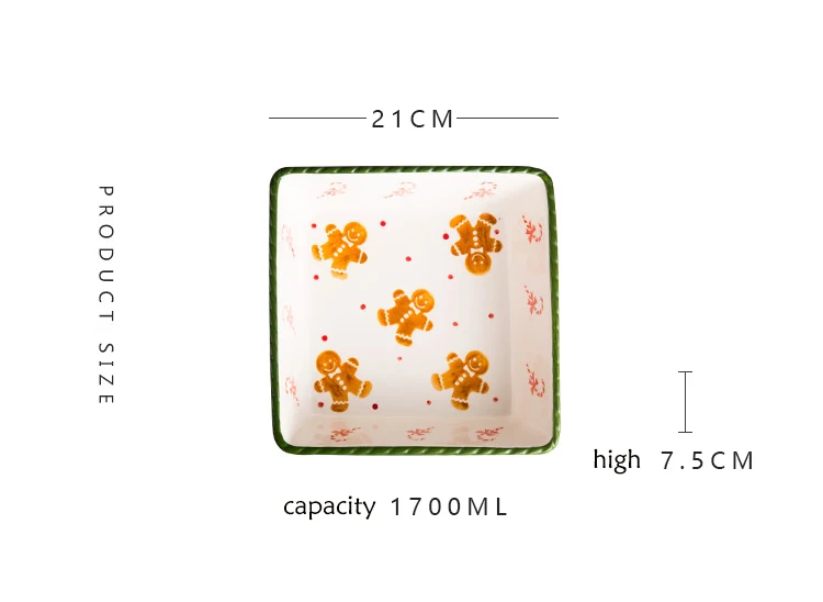 Западный стиль, Рождественская Праздничная креативная керамическая домашняя фруктовая Салатница, большая жаростойкая рисовая форма для выпечки, рождественские подарки