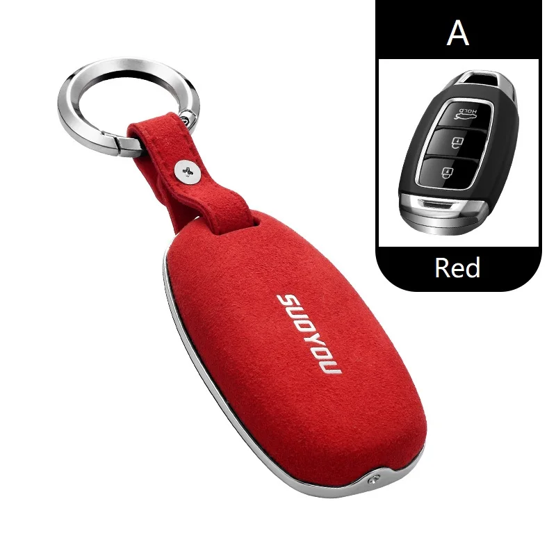 Чехол для ключей автомобиля из натуральной кожи, оцинкованный сплав, для hyundai i30 Ix35 Solaris Azera Elantra, грандиозный Ig Accent Santa Fe Verna - Название цвета: Красный