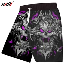 UJWI, повседневные шорты, большие размеры 5xl, мужские короткие брюки в стиле хип-хоп, мужские пляжные шорты с 3d принтом с металлическим черепом, быстросохнущая Мужская брендовая одежда
