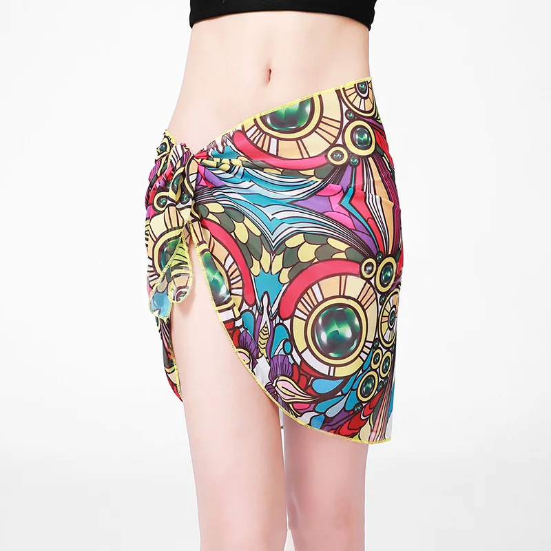 

European And American Chiffon Printing Beach Skirt Mini Summer Streetwear Clothes Thin Breathable White Black Sexy Skirt 2019