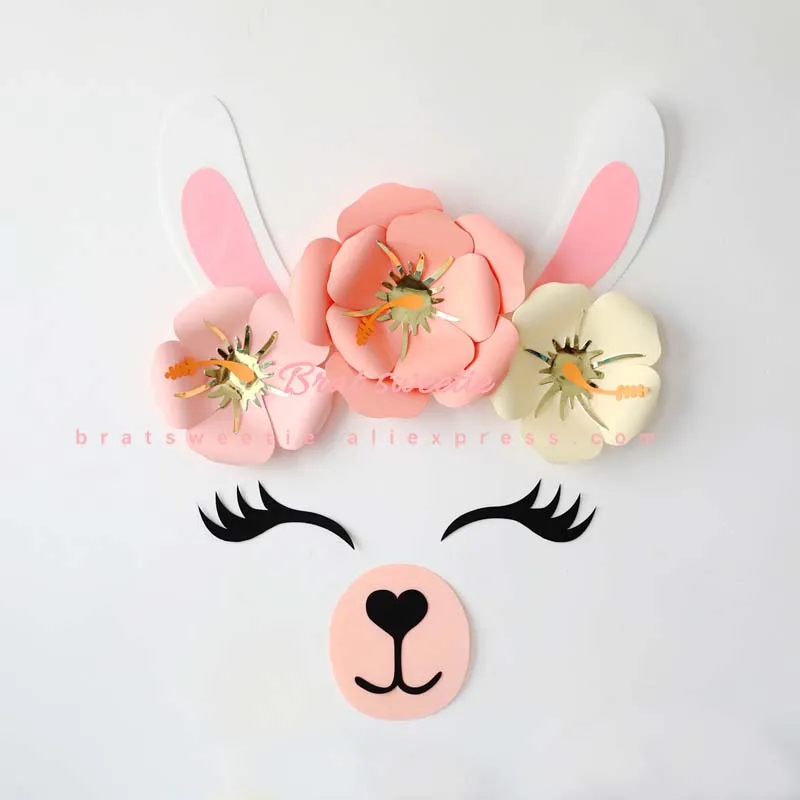 Kitty Party DIY Fake Paper Flower Artificial Flowers Set for Rabbit Cat Flamingo Birthday Wall Wedding Decoration Party Supplies - Цвет: llama set 2