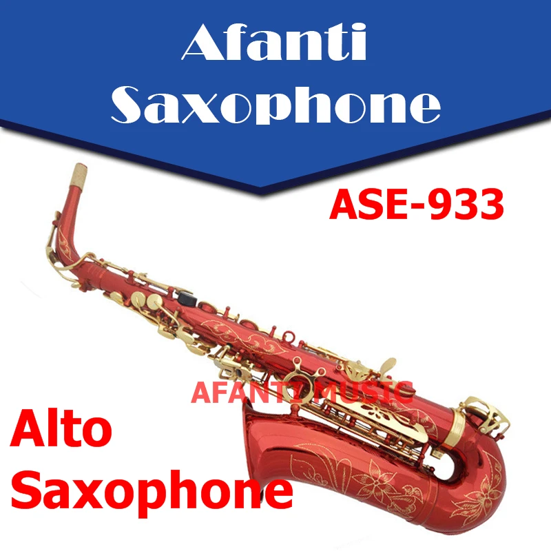 Afanti Music Eb tone Brass body Red Metallic Alto font b Saxophone b font ASE 933