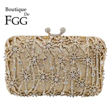 Бутик De FGG выдалбливают цветочный клатч вечерний клатч в стиле minaudiere женские хрустальные вечерние сумки свадьба; Вечеринка Сумки с цветочным дизайном кошельки