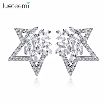 

LUOTEEMI Wholesale Fashion Ladies Cubic Zirconia Big Star Shape Stud Earrings For Women Earring Jewelry Satement Brincos Bijoux
