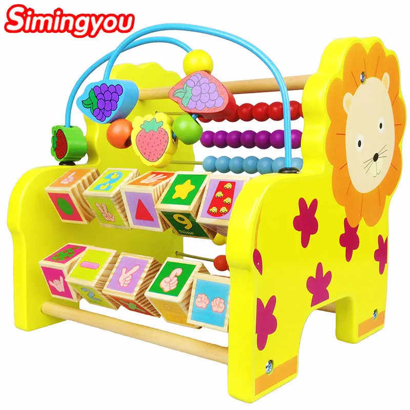 

Simingyou Kids Elephant Lion Multifunctional Computing Frame Bright Colors Wooden Montessori Toys 1 pcs B40-QZM09 Drop Shipping