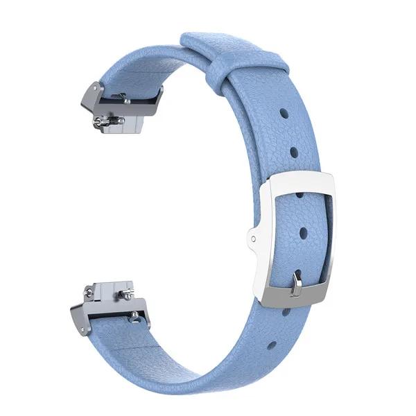 Litchi Veins Adjustable Classic Genuine Leather Replacement Bands for Fitbit InspireInspire HR Fitness Tracker Strap (20)_
