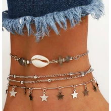 Богемные женские оболочки браслет на лодыжку бусины раковины звезда ноги brecelets браслет-цепочка ножные браслеты Набор для женщин