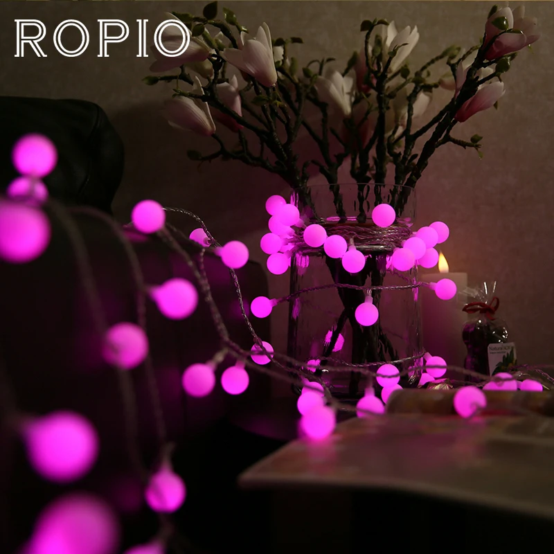 Светодиодная гирлянсветильник ROPIO с розовыми шариками 10 м 100 светодиодов