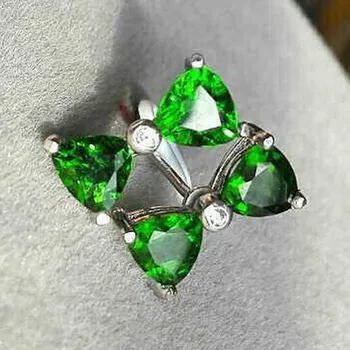 

natural diopside stud earrings 925 silver Natural green 5*5mm gemstone women lovely Bow tie fine stud earrings jewelry for party