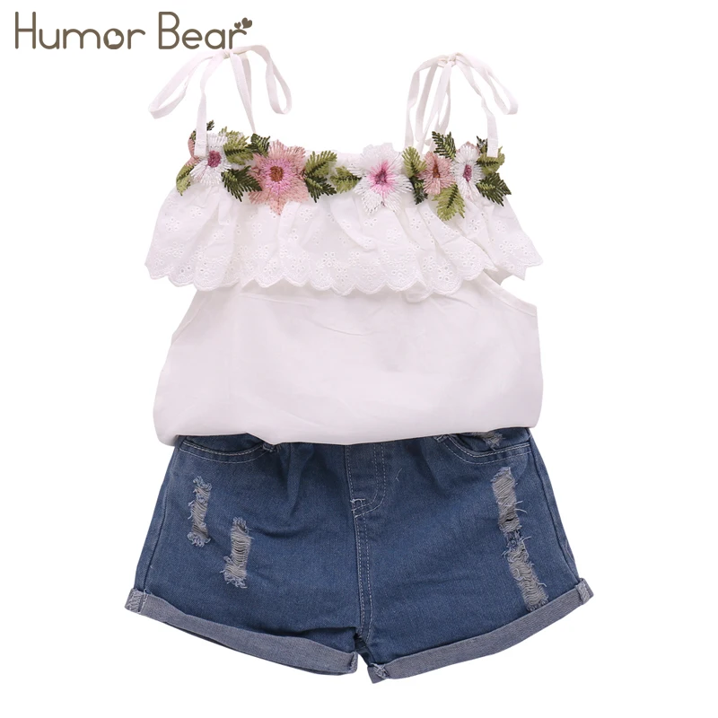 

Humor Bear 2018 New Fashion Style Girls Clothing Sets 3D flowers Design Children Clothes Kids Clothes Sets