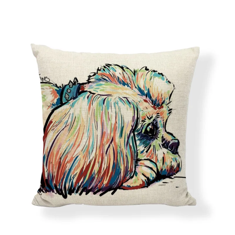 Наволочка для подушки с изображением мультяшной и красочной собаки размером 45*45 см, квадратная наволочка для дома, декор для гостиной - Цвет: 12