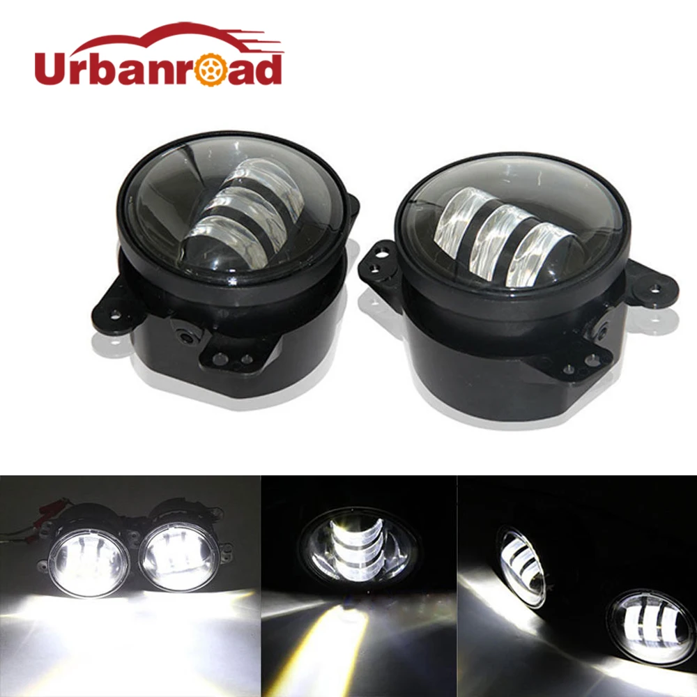  2pcs/Pair 30w led 4 inch White Round fog lights lens Projector 4'' Fog Lamp For Offroad Jeep Wrangl - 32737572931