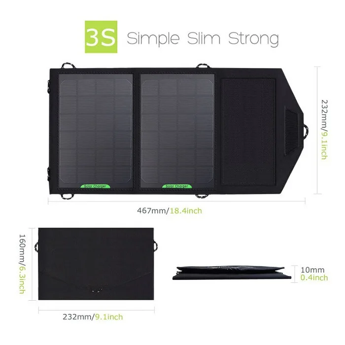  8W 5V 1.5A Outdoor folding Solar Panel USB Output Portable Foldable Power Bank waterproof travel So